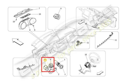 14-17 Maserati Ghibli S Q4 Front Dash Left Headlight Control Switch w/ Rheostat - Alshned Auto Parts