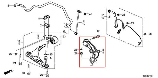 14-20 Acura MDX w/Technology Pkg Front Right Passenger Side Spindle Knuckle Hub - Alshned Auto Parts