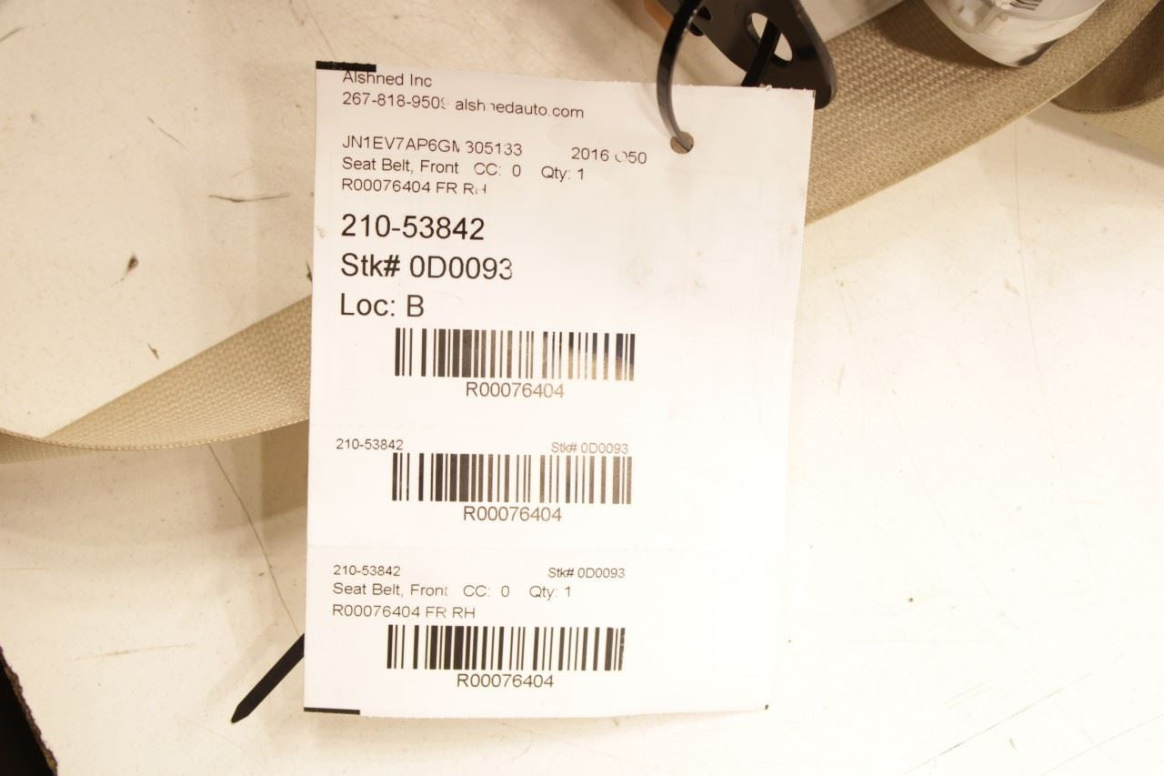 2014-19 Infiniti Q50 Premium 3.0L Front Passenger Right Side Seat Belt Retractor - Alshned Auto Parts