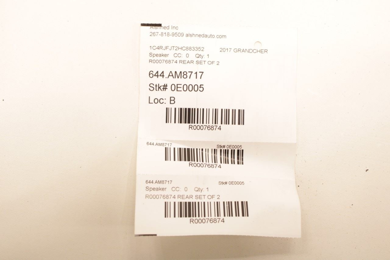 12-21 Jeep Grand Cherokee Rear Right and Left Door Audio Speaker 68043034AB OEM - Alshned Auto Parts