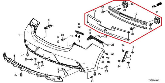 2019-22 Acura ILX Tech A-Spec Rear Bumper Reinforcement Bar 71530-TX6-A00 *ReaD* - Alshned Auto Parts