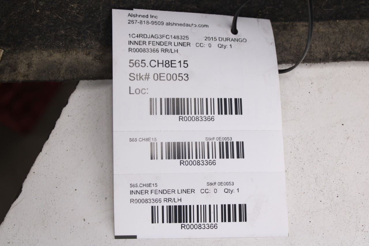 2011-2025 Dodge Durango SXT Rear Left Driver Side Wheelhouse Liner Splash Shield11