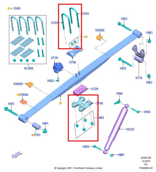 21-26 Ford F150 XLT SuperCrew RWD Rear RH and LH Leaf Spring U-Bolt w/ Plate Set1