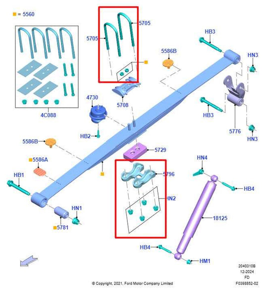 21-26 Ford F150 XLT SuperCrew RWD Rear RH and LH Leaf Spring U-Bolt w/ Plate Set - Alshned Auto Parts