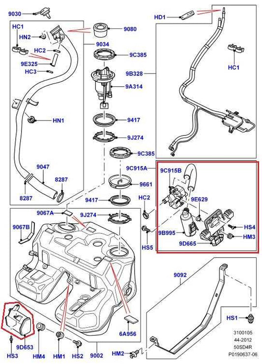 10-12 Land Rover Range Rover HSE 5.0L Fuel Vapor Evaporative Canister WTB500240 - Alshned Auto Parts