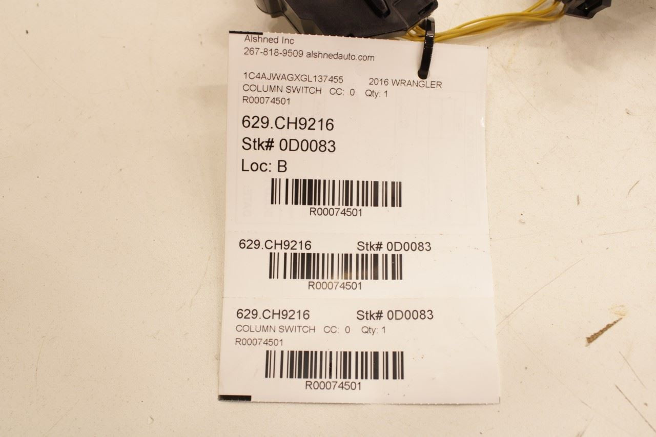 07-18 Jeep Wrangler Sport 2dr 4WD Steering Column Light Turn Signal Wiper Switch - Alshned Auto Parts