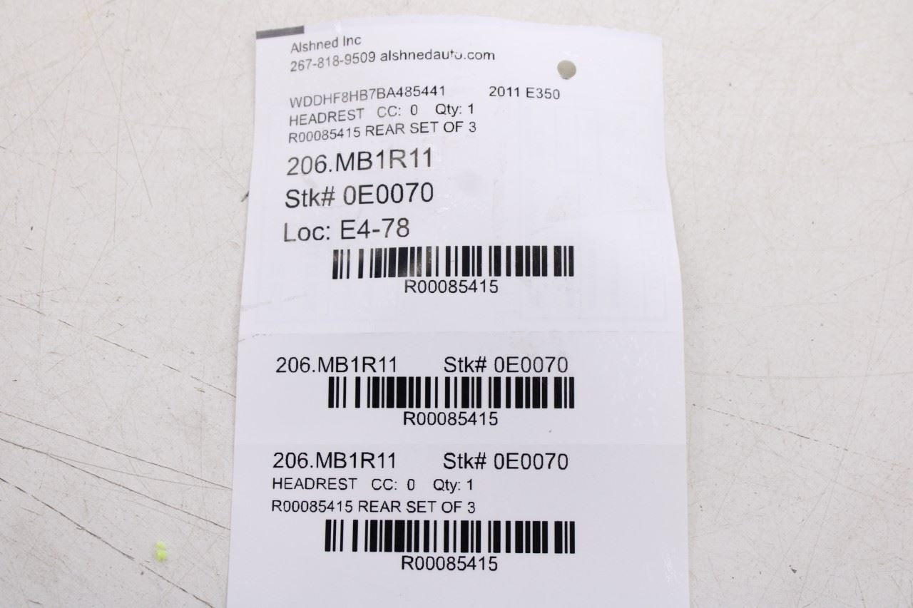 10-16 Mercedes-Benz E350 Luxury Rear RH LH Side and Center 2nd Row Seat Headrest17