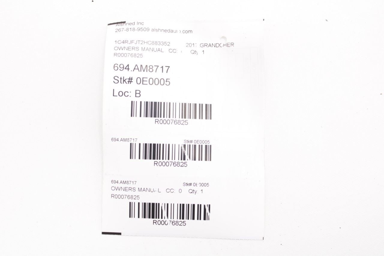 2017 Jeep Grand Cherokee Summit User Guide Set with Case 17WK741-926-AA OEM - Alshned Auto Parts