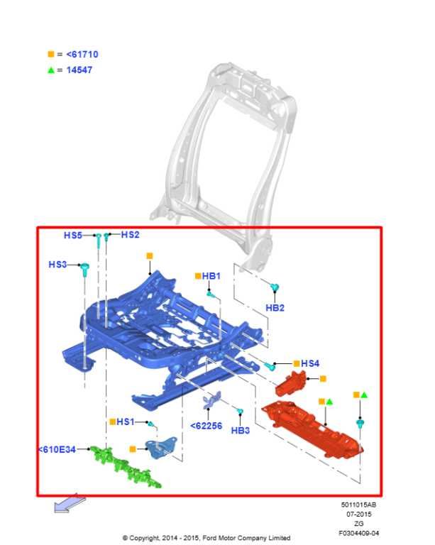 2015-2023 Ford Mustang GT 5.0L RWD Front Driver Left Side Seat Lower Track Frame1