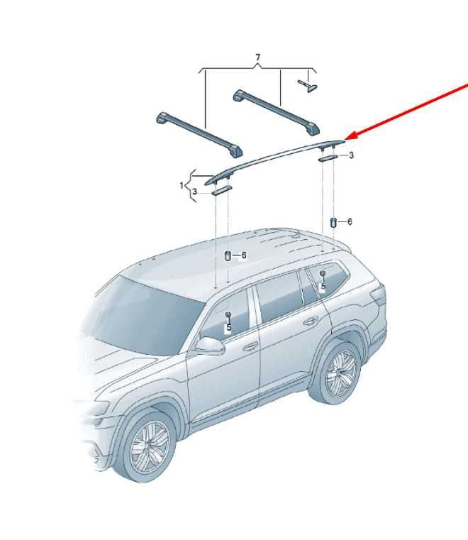 2021-2025 Volkswagen Atlas SE Left and Right Roof Luggage Rack Rail 3CN86002503C - Alshned Auto Parts