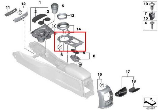 16-17 Mini Cooper Clubman Center Console Shifter Trim w/ Multi Switch Controller - Alshned Auto Parts