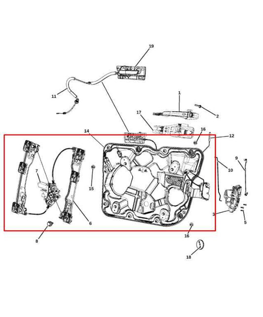 2011-22 Jeep Grand Cherokee Summit FR LH Door Window Regulator w/ Carrier Plate - Alshned Auto Parts