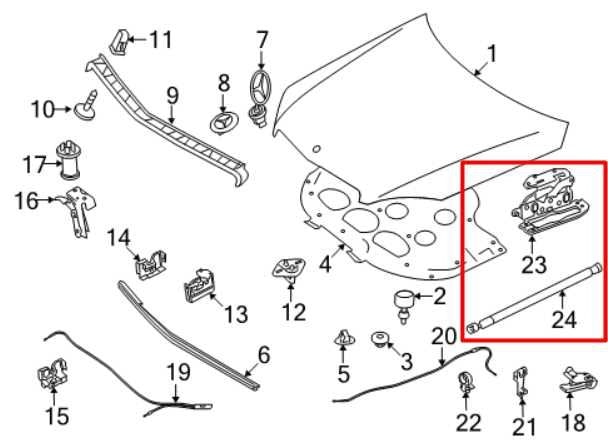 08-14 Mercedes-Benz C350 Sport Front Right and Left Hood Hinge w/ Lift Cylinder - Alshned Auto Parts