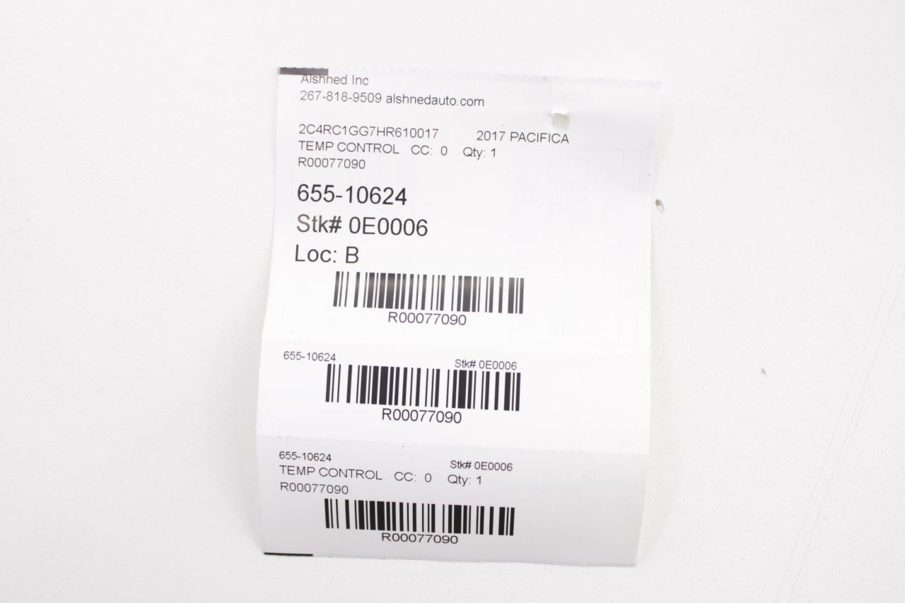 2017-2020 Chrysler Pacifica Limited Rear AC Heater Temperature Climate Control - Alshned Auto Parts