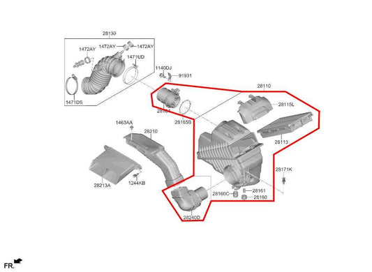 22-23 Hyundai Tucson SEL 2.5L AWD Air Intake Cleaner w/ Duct and Air Flow Sensor - Alshned Auto Parts