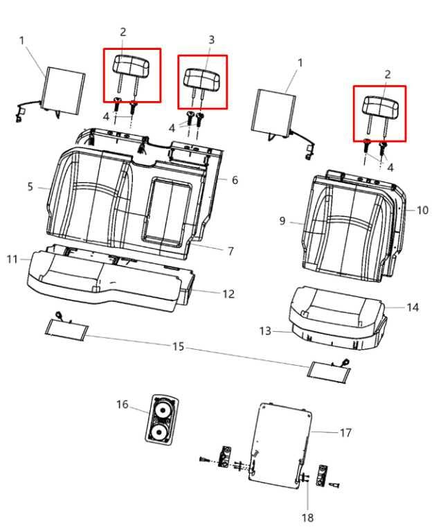 2015-18 Ram 1500 Rear Right Left Side and Center 2nd Row Seat Headrest Set of 31