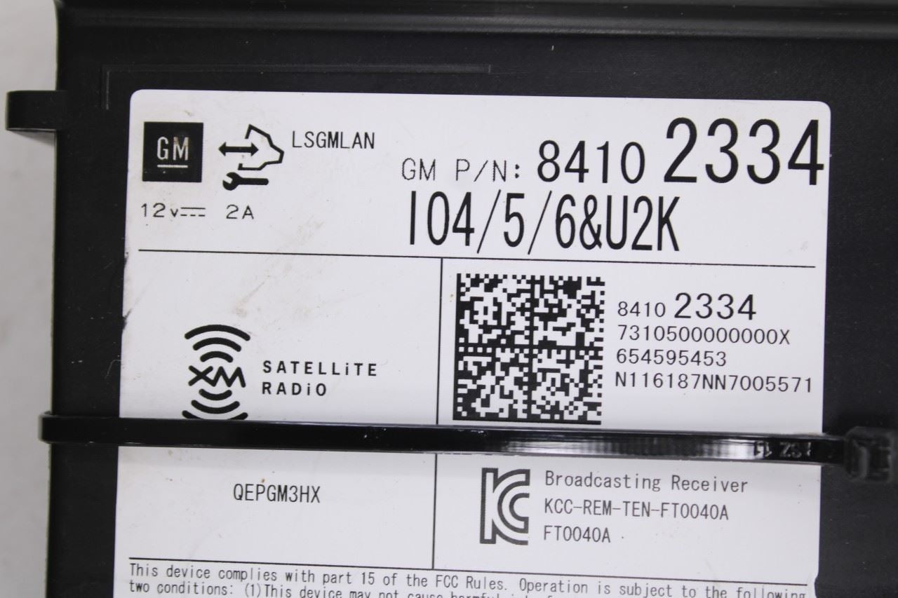 2017-2018 Buick Lacrosse Premium Fujitsu Ten Satellite Radio Receiver 84102334 - Alshned Auto Parts