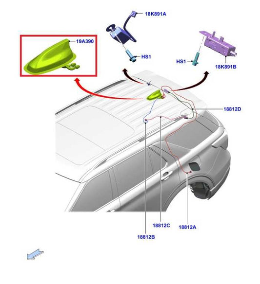 2025-2026 Ford Explorer Interceptor Roof Shark Fin Radio Antenna PCPT-19K351-DC - Alshned Auto Parts