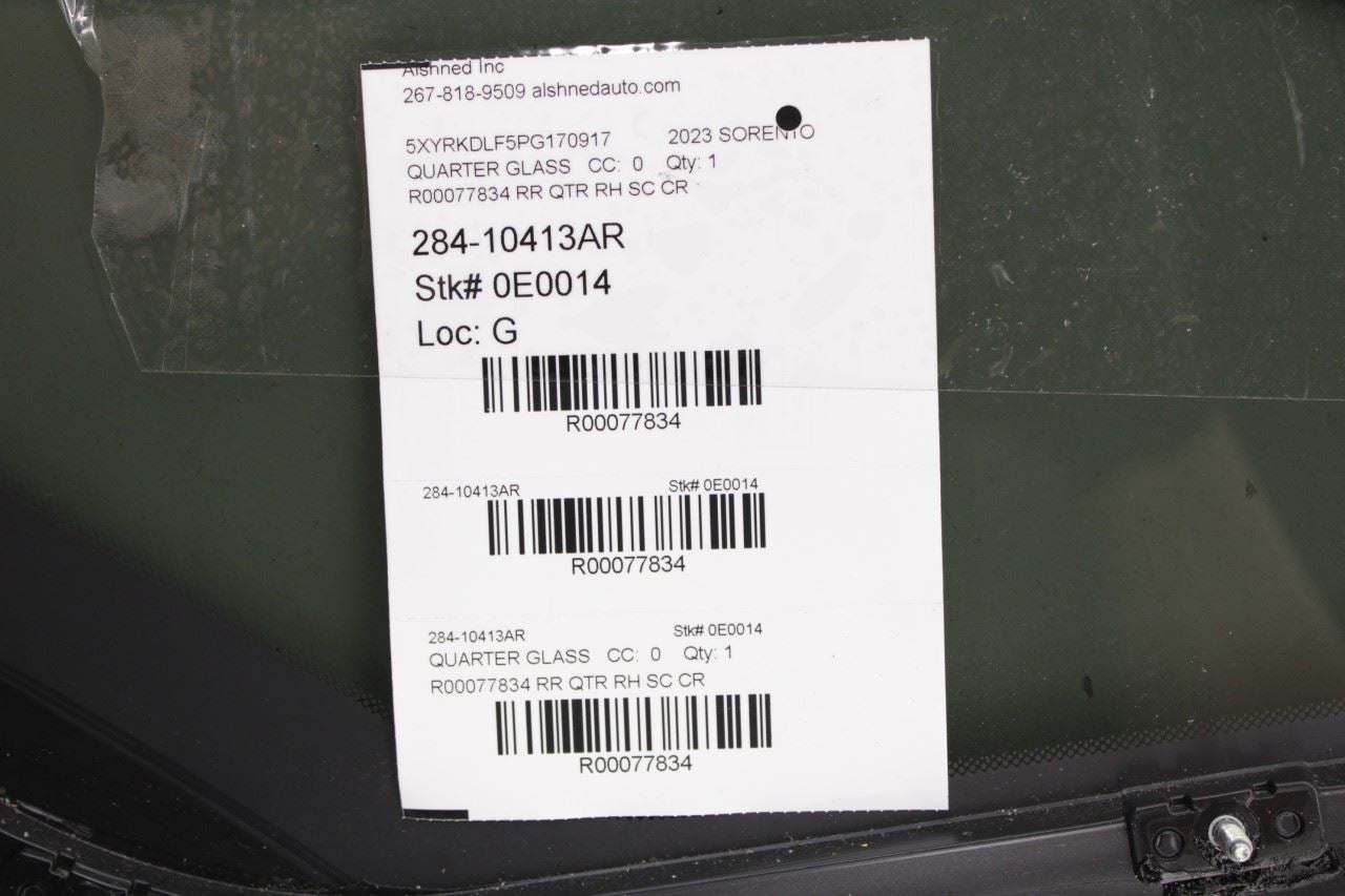2021-2023 Kia Sorento X-Line SX Prestige Rear Right Quarter Window Glass *ReaD* - Alshned Auto Parts