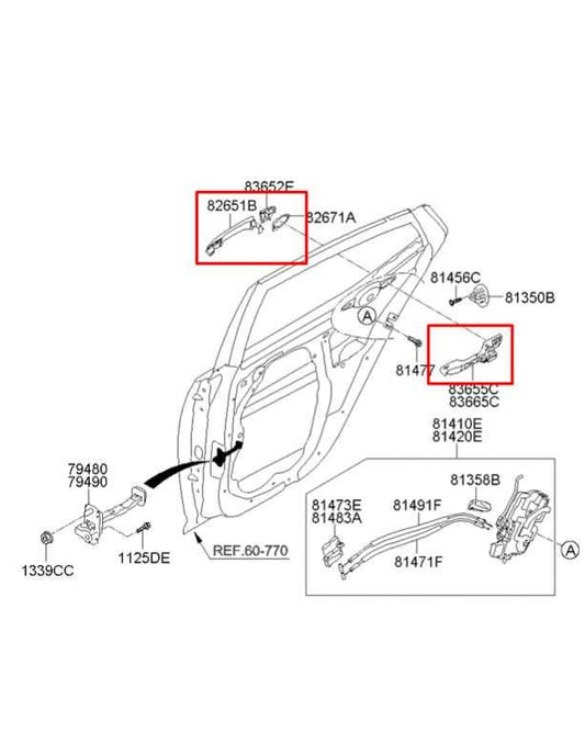 2011-15 Kia Optima LX 2.4L Rear Driver Left Side Door Exterior Handle 826512T010 - Alshned Auto Parts