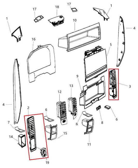 2014-24 RAM 1500 Classic Express Dash Panel RH and LH Air Vent Grille 1WA63DX9AF - Alshned Auto Parts