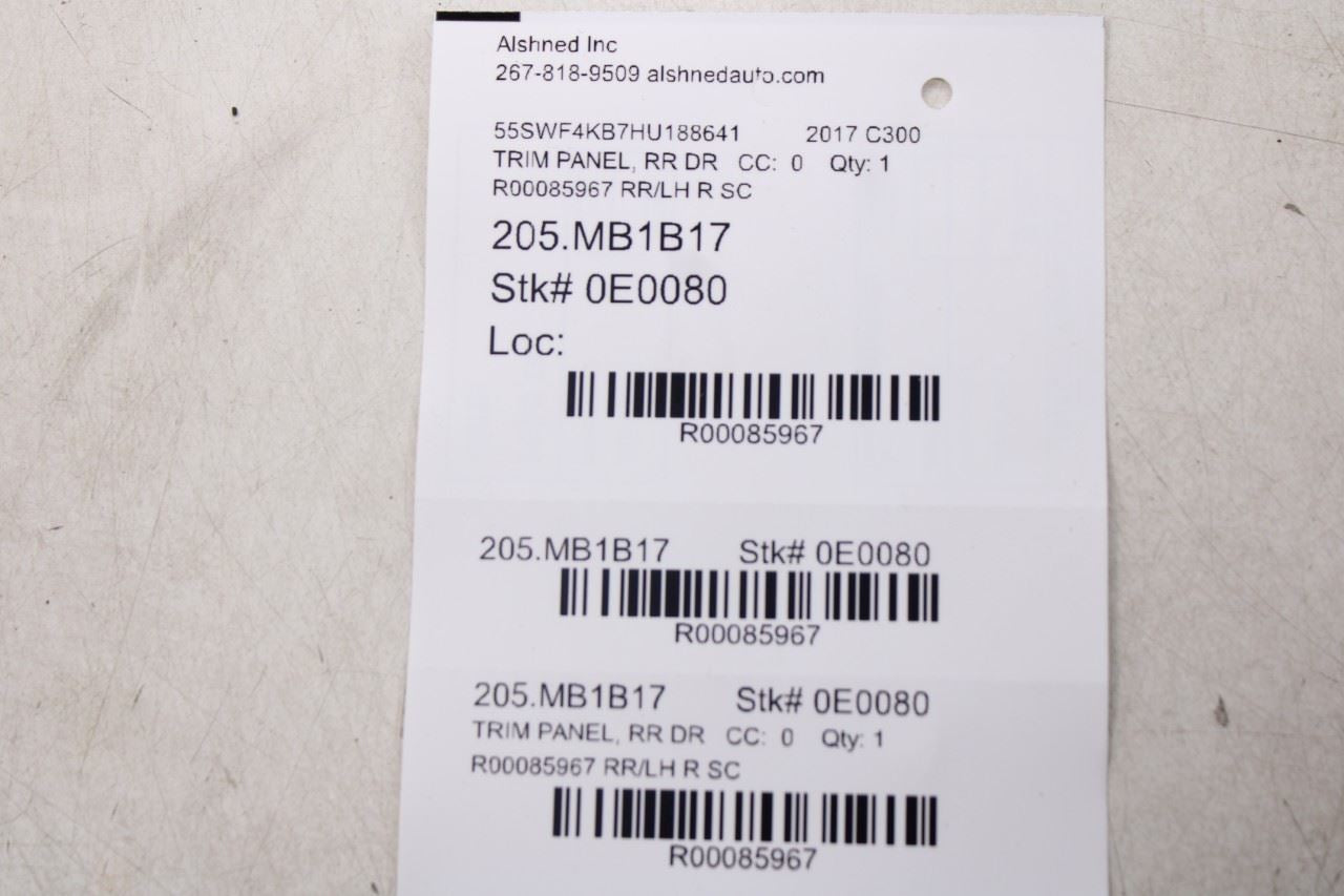 17-21 Mercedes-Benz C300 4Matic Rear Left Door Trim Panel 20573061059H15 *ReaD* - Alshned Auto Parts