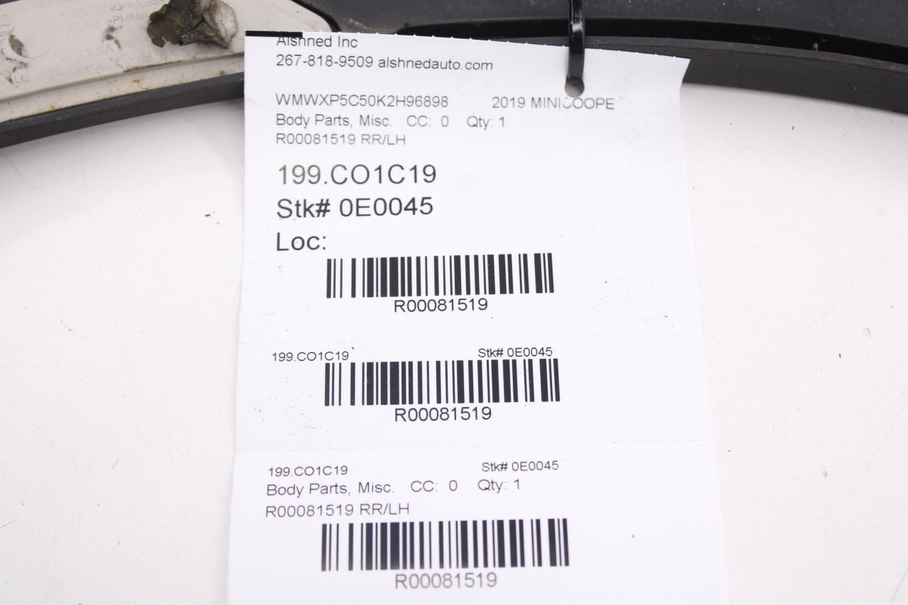 2013-21 Mini Hardtop Cooper Rear Left Side Fender Wheel Opening Molding 7300821 - Alshned Auto Parts