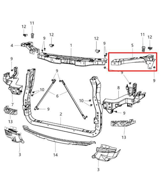 2011-21 Jeep Grand Cherokee Radiator Core Left Side Mount Support Brace Bracket - Alshned Auto Parts