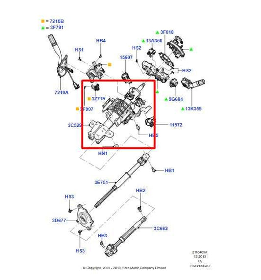 13-16 Ford F250 Lariat Crew Cab 6.2L 4WD Steering Column Assembly CC34-3C529-DK - Alshned Auto Parts