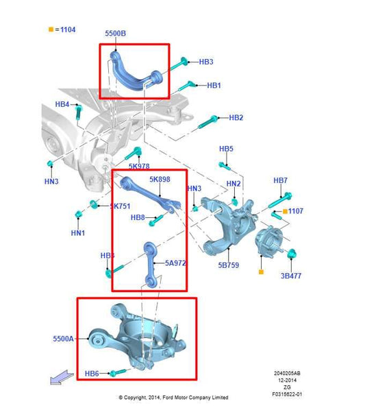 15-23 Ford Mustang GT RWD Rear Driver Left Side Lower and Upper Control Arm Set - Alshned Auto Parts