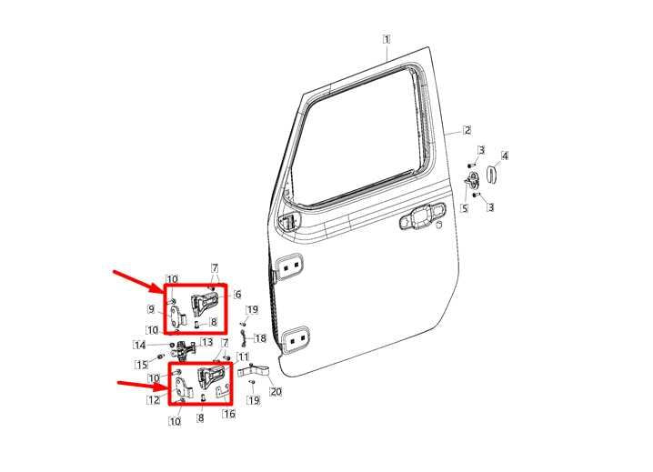 2021-24 Jeep Gladiator FR LH Door Hinge Upper and Lower w/ Bolts 68297681AD OEM - Alshned Auto Parts