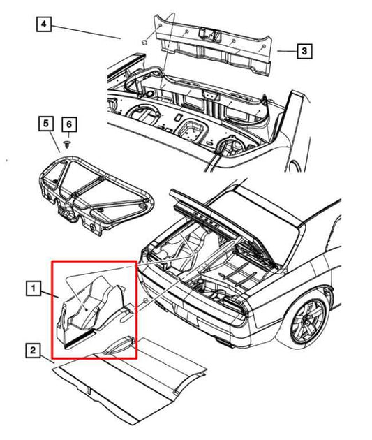 2011-23 Dodge Challenger SXT Rear Trunk Luggage RH Side Quarter Trim Cover Panel - Alshned Auto Parts