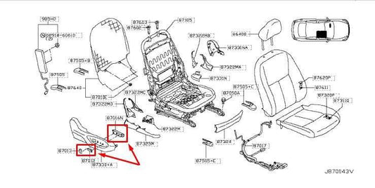 14-23 Infiniti Q50 Luxe RWD Front Right Side Seat Adjustment Switch 87016-4HA0A - Alshned Auto Parts