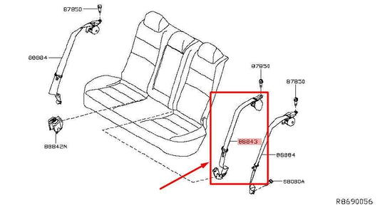 19-22 Nissan Altima RR Center 2nd Row Seat Belt Retractor w/ Buckle 638030800A - Alshned Auto Parts