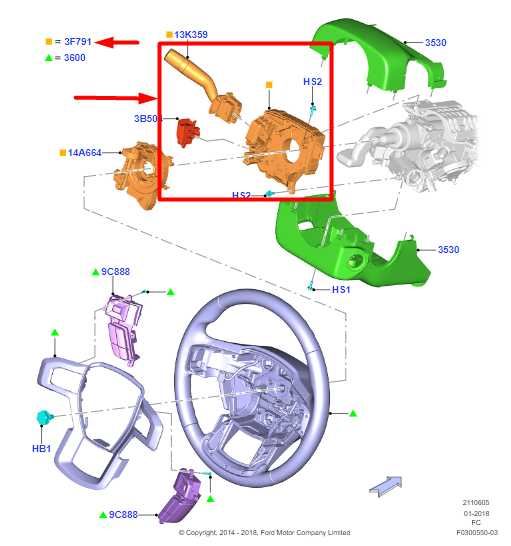 2015-2020 Ford F150 Steering Column Turn Signal Wiper Switch JL3T-14B522-ACW OEM - Alshned Auto Parts