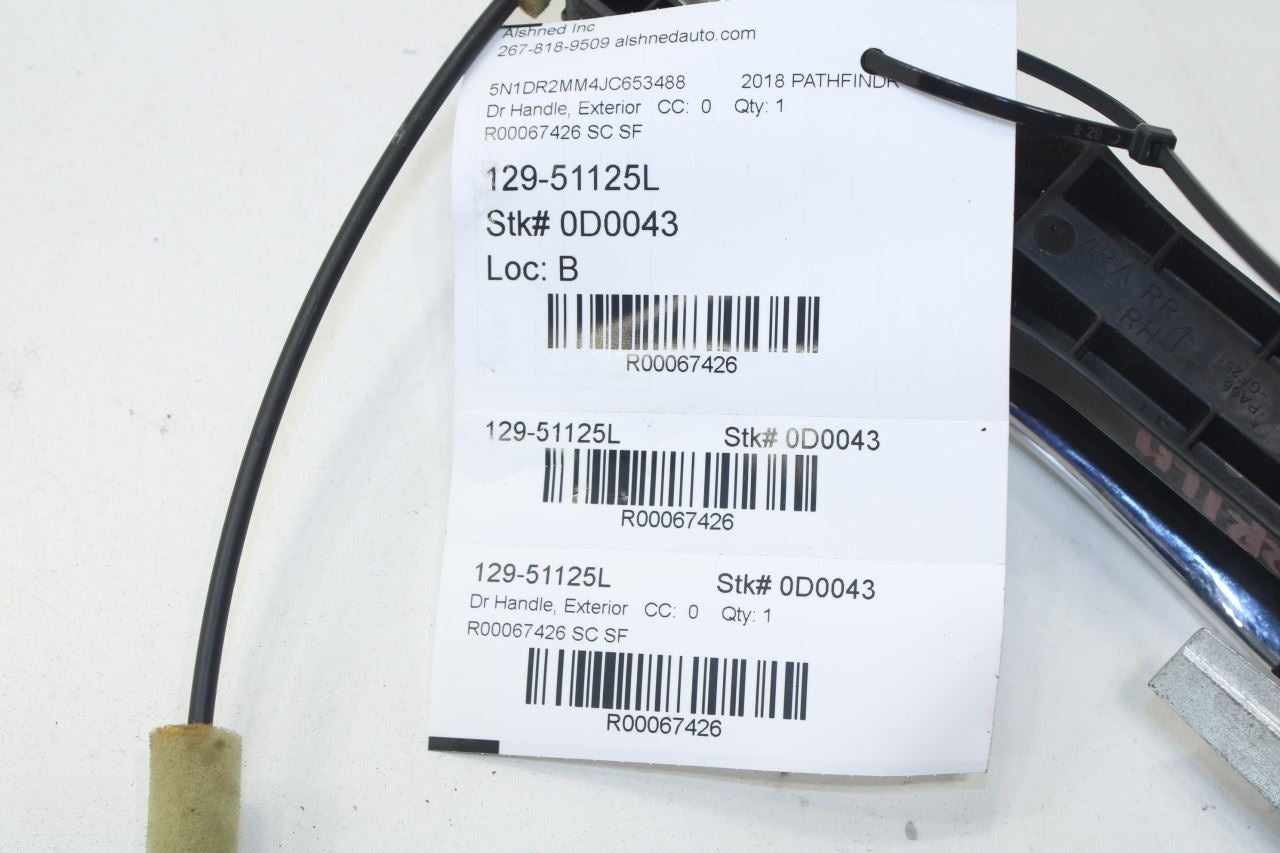 2013-20 Nissan Pathfinder SV 3.5L AWD Rear Driver Left Side Door Exterior Handle - Alshned Auto Parts