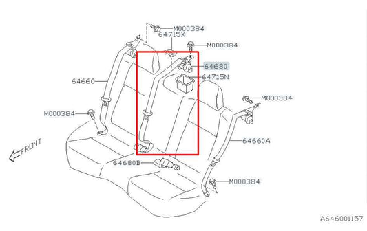 2018-2021 Subaru WRX Premium 2.0L AWD Rear Center 2nd Row Seat Belt Retractor - Alshned Auto Parts