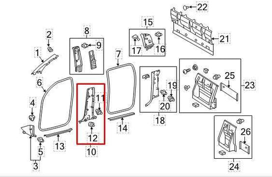 2015-2023 Toyota Tacoma Center Left Lower B-Pillar Trim Panel 62414-04040-C0 OEM - Alshned Auto Parts