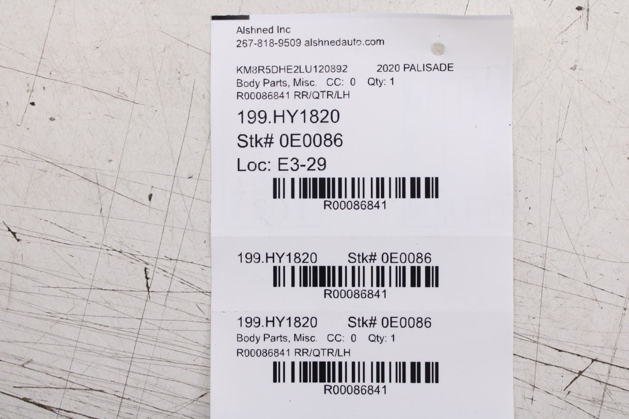 2020-26 Hyundai Palisade Limited AWD Rear Left Quarter Panel Molding 87850-S8000 - Alshned Auto Parts