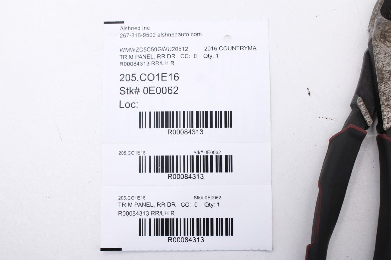 2012-16 Mini Countryman Cooper S Rear Left Side Door Trim Panel 51419808147 OEM - Alshned Auto Parts