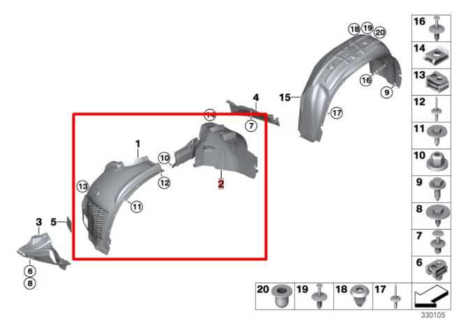 14-18 BMW X5 xDrive35i 3.0L Front Left Side Fender Inner Liner Splash Shield Set - Alshned Auto Parts