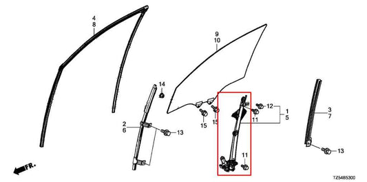 14-20 Acura MDX Advance Front Right Door Window Regulator /w Motor 72210-TZ5-A01 - Alshned Auto Parts