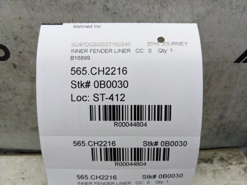 2012-2018 Dodge Journey Front Left Fender Liner Splash Shield 68087243AB OEM - Alshned Auto Parts