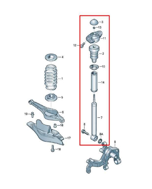 2011-18 Volkswagen Jetta Sport FWD Rear Right and Left Side Shock Strut Absorber - Alshned Auto Parts