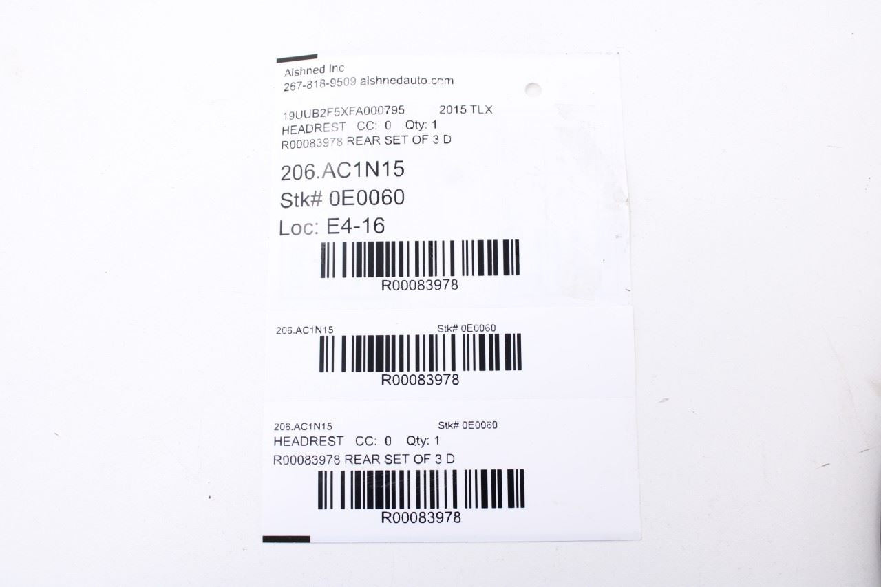 2015-16 Acura TLX Tech Rear Right Left Side and Center 2nd Row Seat Headrest Set23