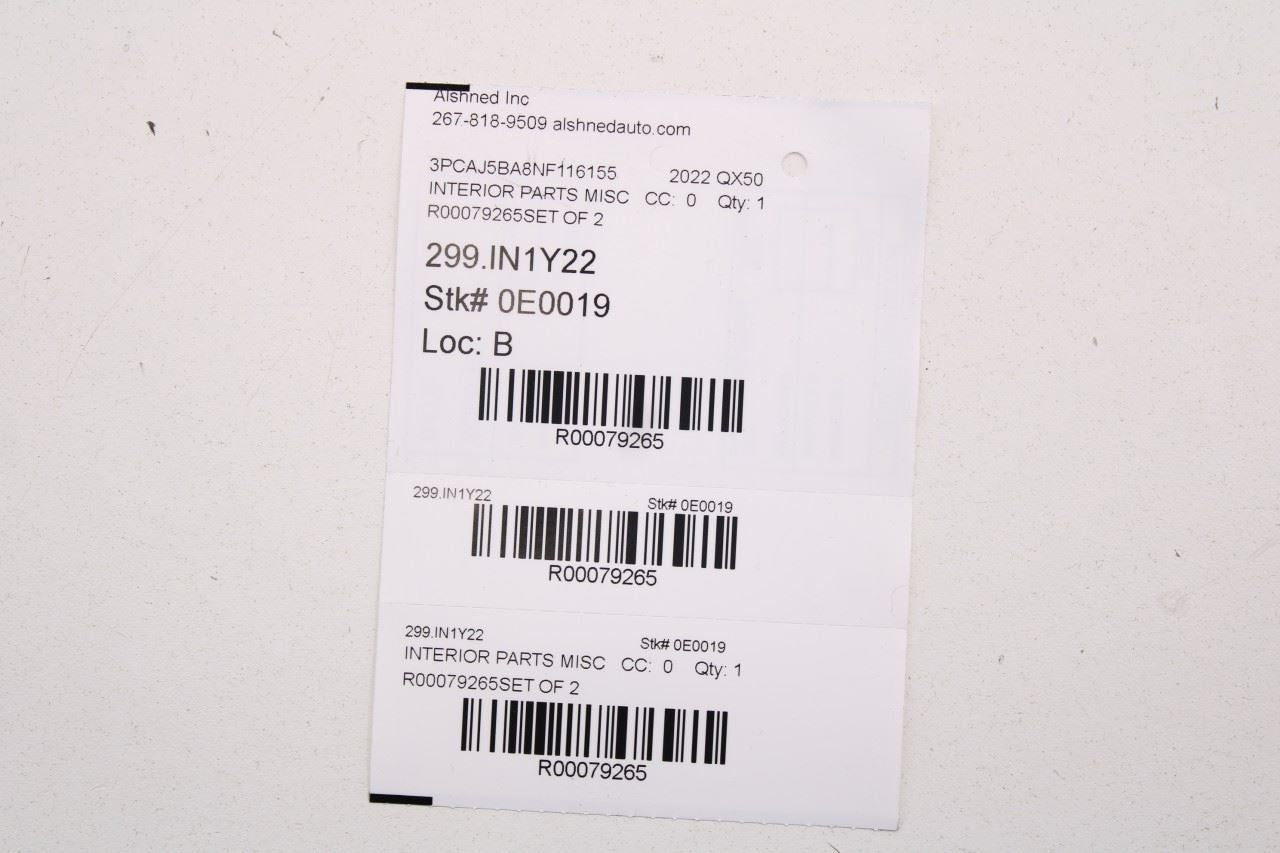 22-25 Infiniti QX50 Luxe Right and Left Upper Center B-Pillar Molding 769855NA0A - Alshned Auto Parts