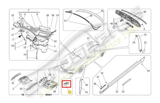 17-21 Maserati Ghibli RWD Front Driver Left Side Fender Air Vent Grille Set of 3 - Alshned Auto Parts