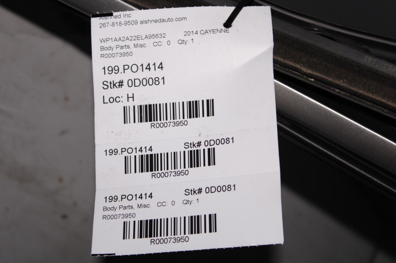 11-18 Porsche Cayenne Platinum RR LH Door Run Channel w Molding and Weatherstips - Alshned Auto Parts