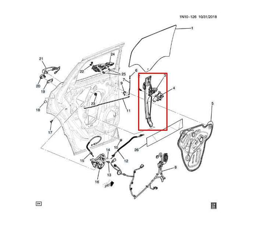 2019-24 Chevrolet Blazer 2LT Rear Right Door Window Regulator w/ Motor 84932476 - Alshned Auto Parts
