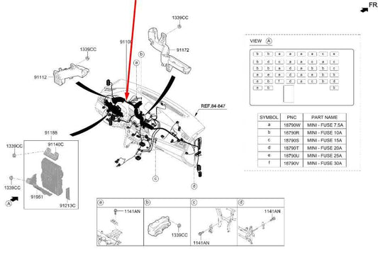 2017-2018 Hyundai Elantra Dash Instrument Panel Wire Harness 91104-F3151 OEM - Alshned Auto Parts